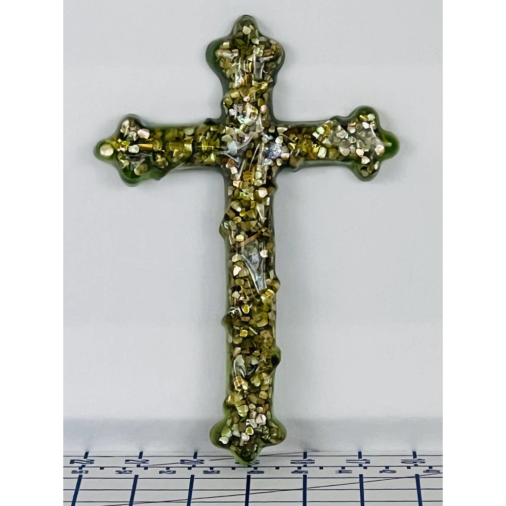 Lucite Mother of Pearl Christian Cross Crucifix Symbol of Faith & Hope VTG 8.25" - Picture 10 of 16